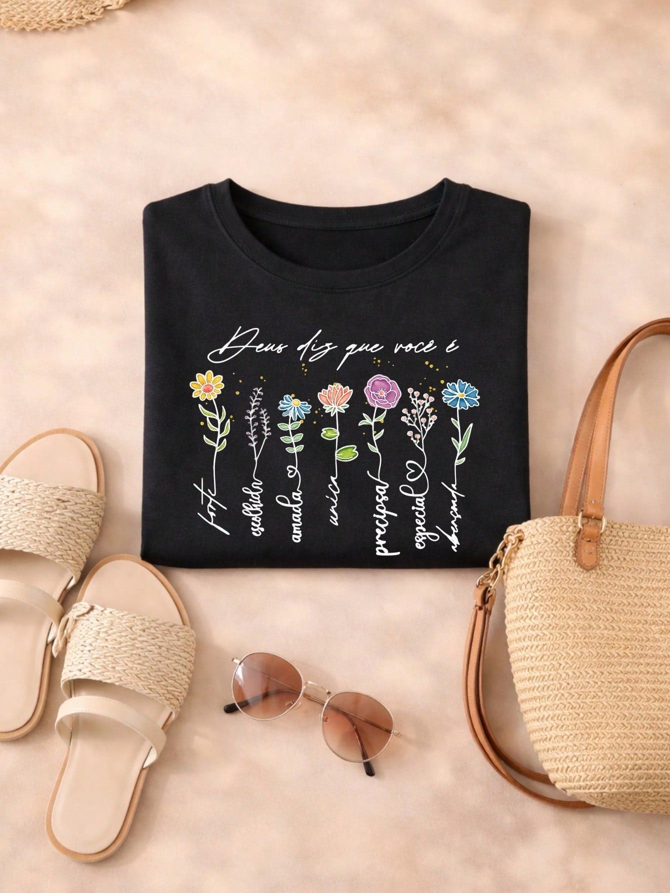 Blusa Feminina Estampada Deus Diz Que Você É 100% Algodão Casual | P ao GG