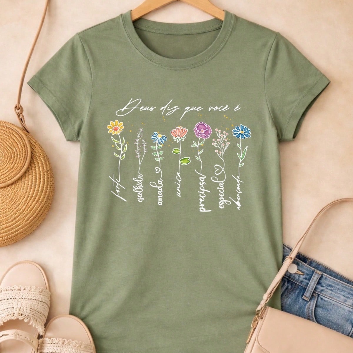 Blusa Feminina Estampada Deus Diz Que Você É 100% Algodão Casual | P ao GG