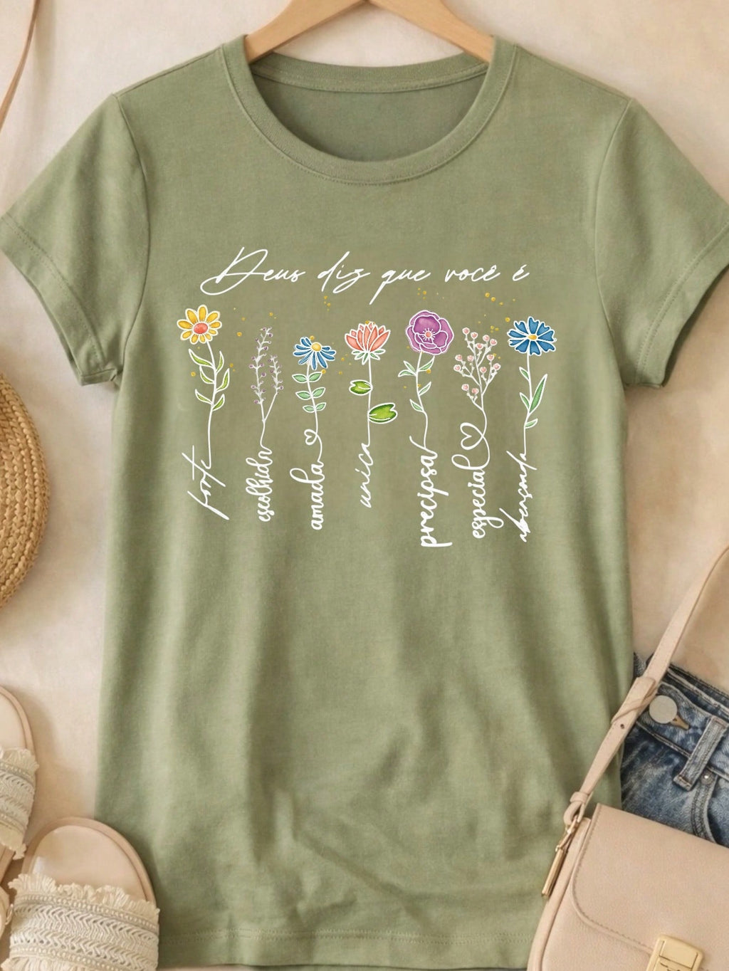 Blusa Feminina Estampada Deus Diz Que Você É 100% Algodão Casual | P ao GG