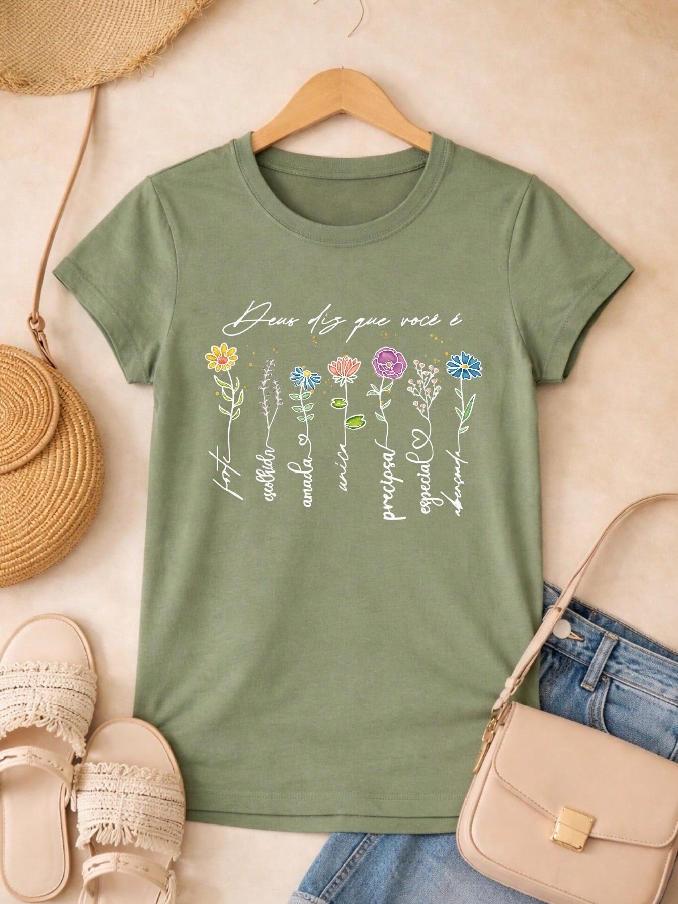 Blusa Feminina Estampada Deus Diz Que Você É 100% Algodão Casual | P ao GG