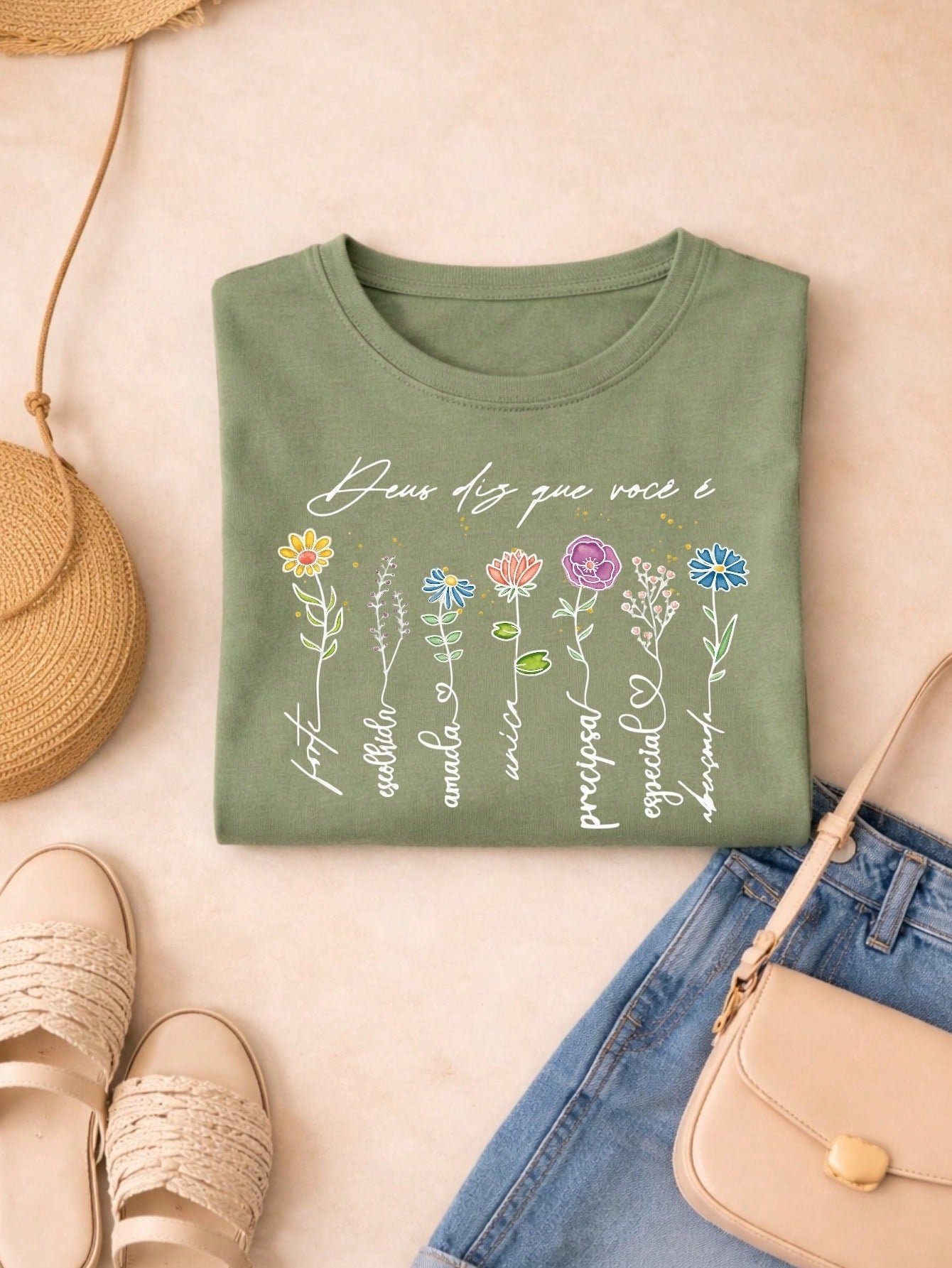 Blusa Feminina Estampada Deus Diz Que Você É 100% Algodão Casual | P ao GG