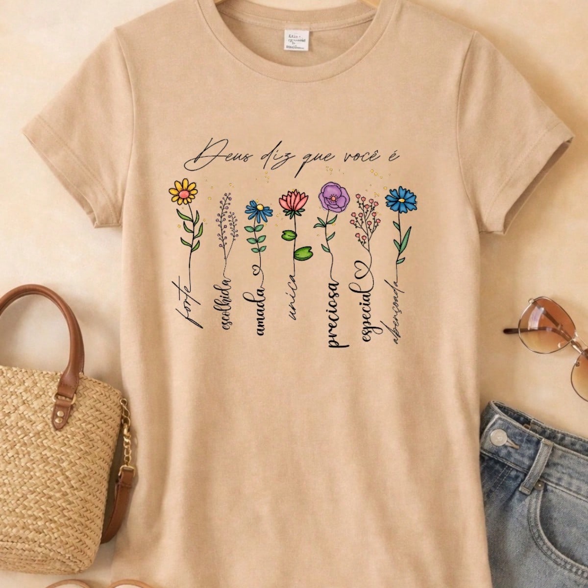 Blusa Feminina Estampada Deus Diz Que Você É 100% Algodão Casual | P ao GG