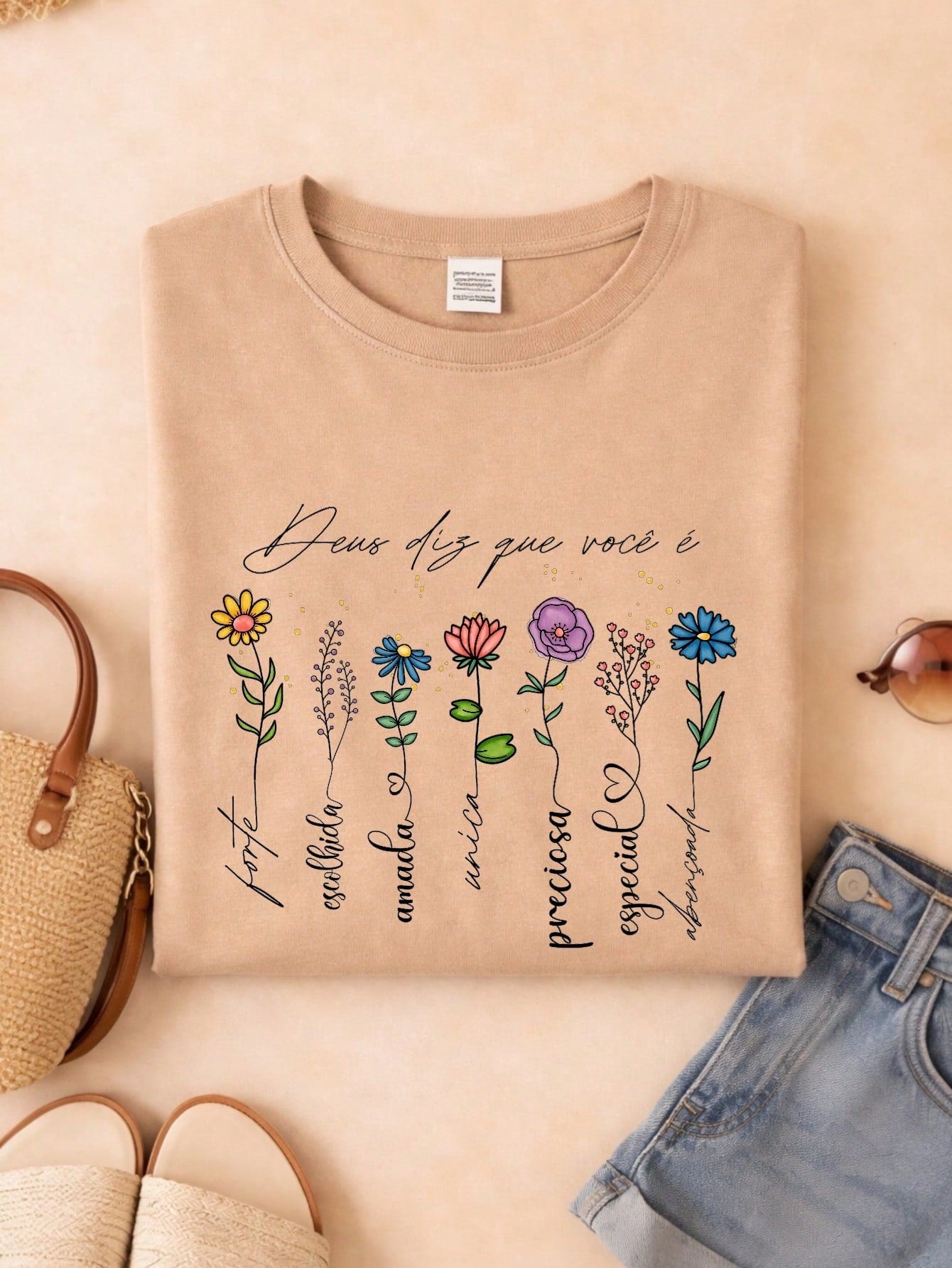 Blusa Feminina Estampada Deus Diz Que Você É 100% Algodão Casual | P ao GG