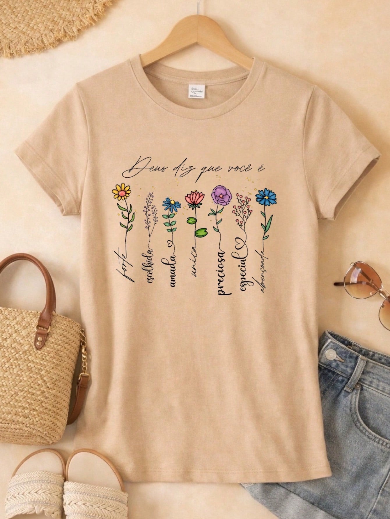 Blusa Feminina Estampada Deus Diz Que Você É 100% Algodão Casual | P ao GG