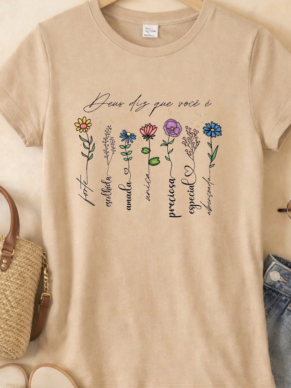 Blusa Feminina Estampada Deus Diz Que Você É 100% Algodão Casual | P ao GG