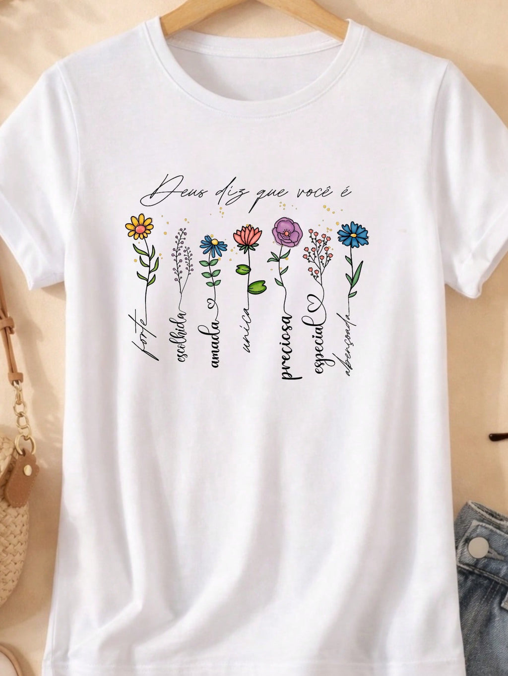 Blusa Feminina Estampada Deus Diz Que Você É 100% Algodão Casual | P ao GG