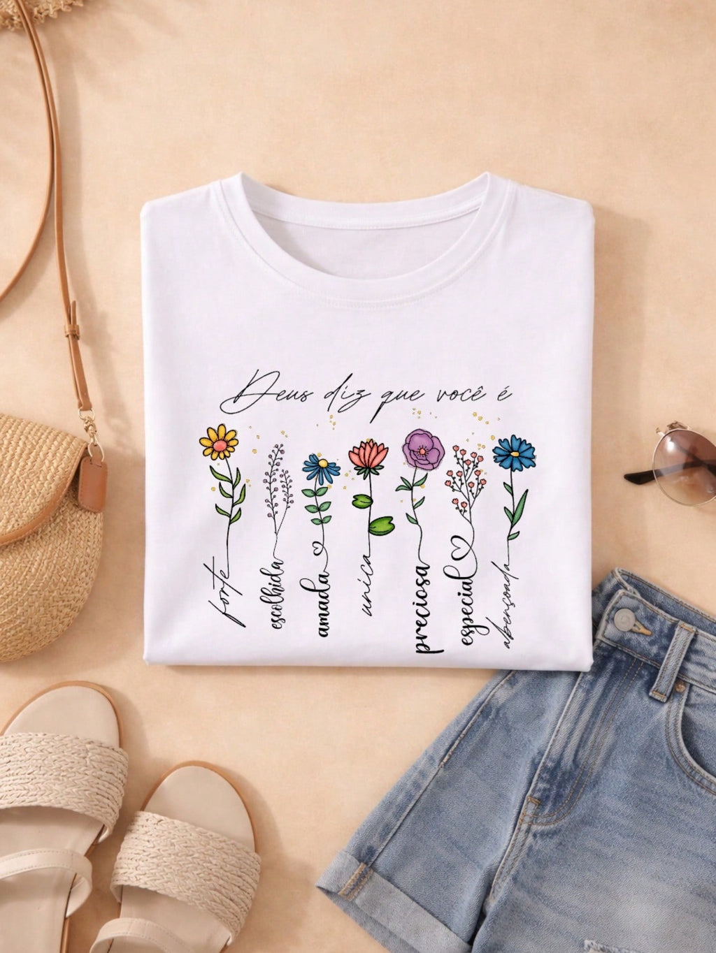 Blusa Feminina Estampada Deus Diz Que Você É 100% Algodão Casual | P ao GG