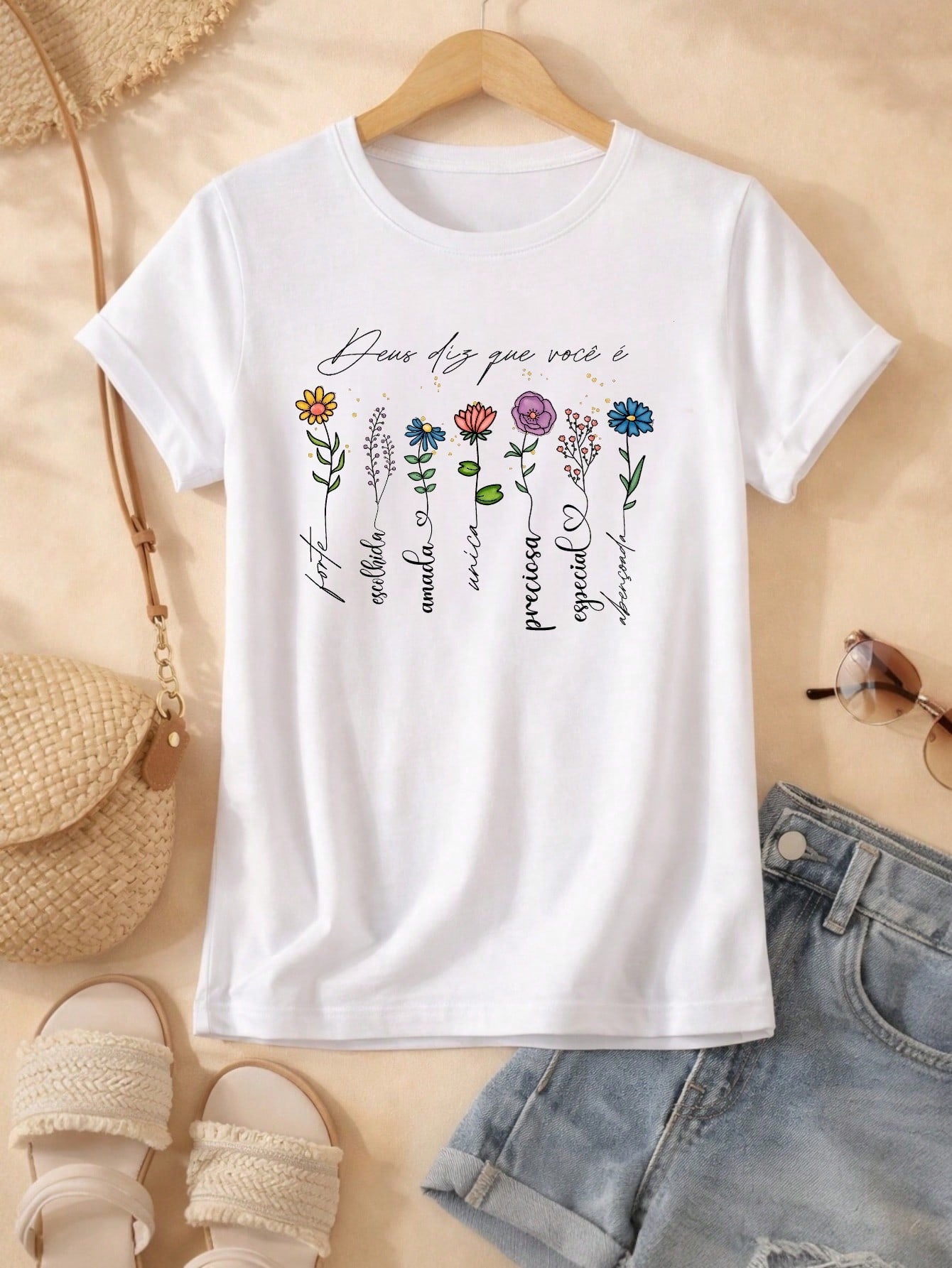 Blusa Feminina Estampada Deus Diz Que Você É 100% Algodão Casual | P ao GG