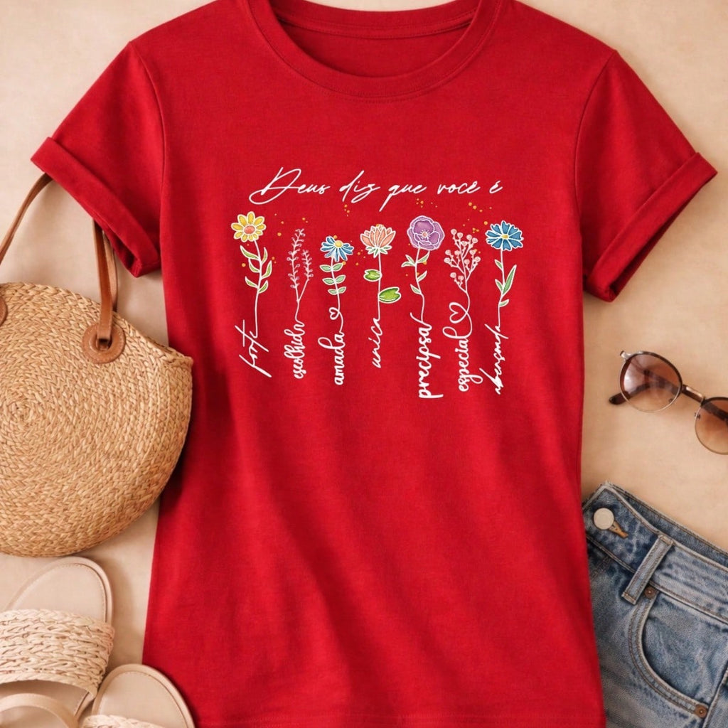 Blusa Feminina Estampada Deus Diz Que Você É 100% Algodão Casual | P ao GG