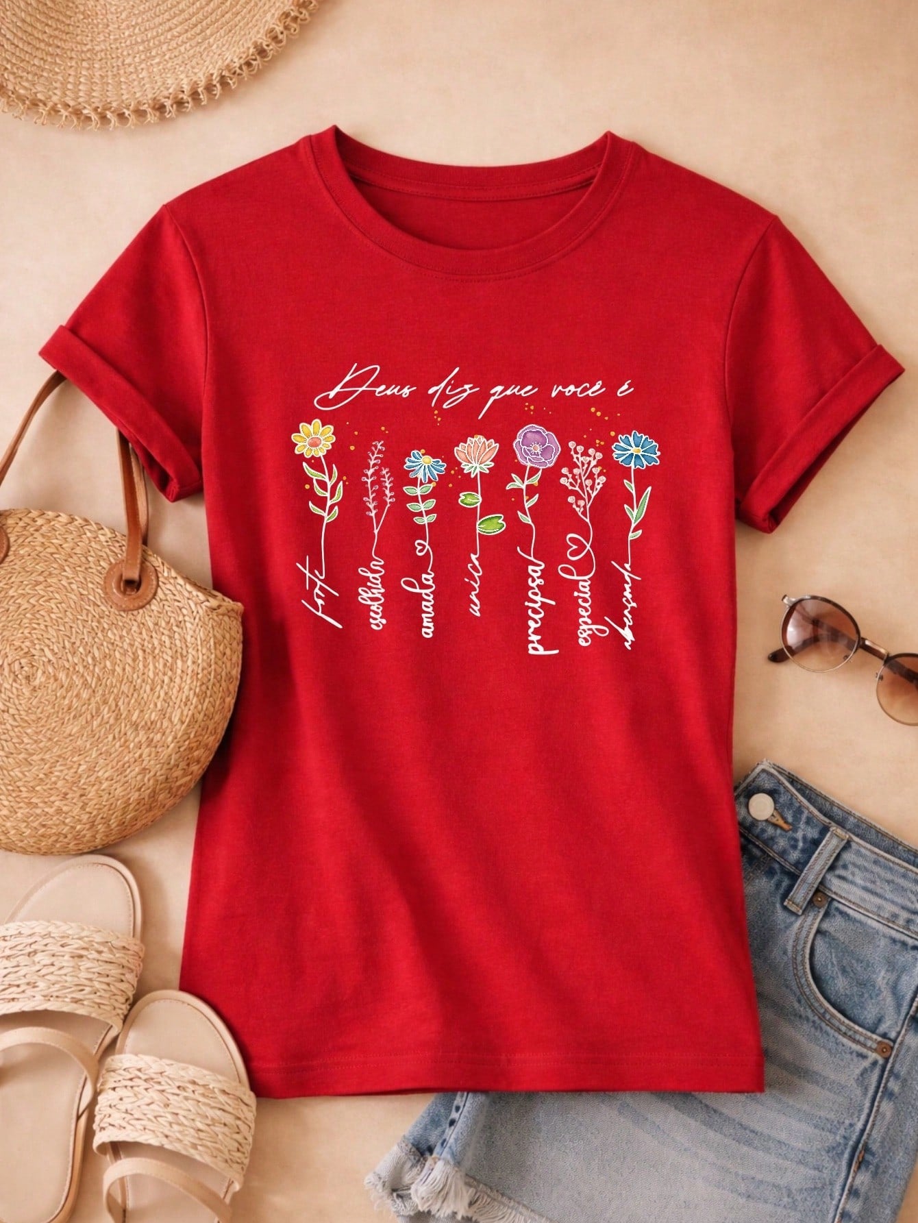 Blusa Feminina Estampada Deus Diz Que Você É 100% Algodão Casual | P ao GG