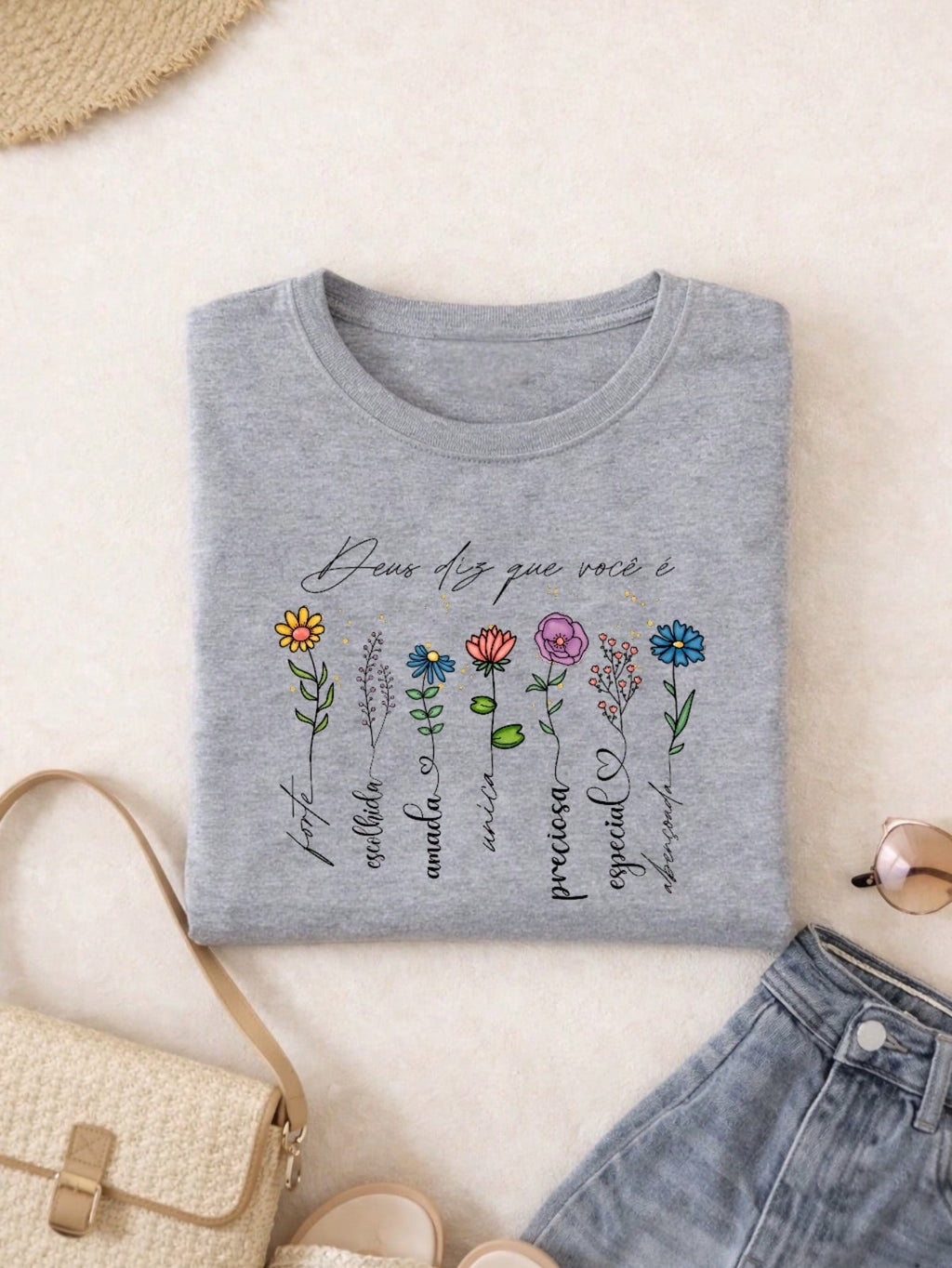 Blusa Feminina Estampada Deus Diz Que Você É 100% Algodão Casual | P ao GG