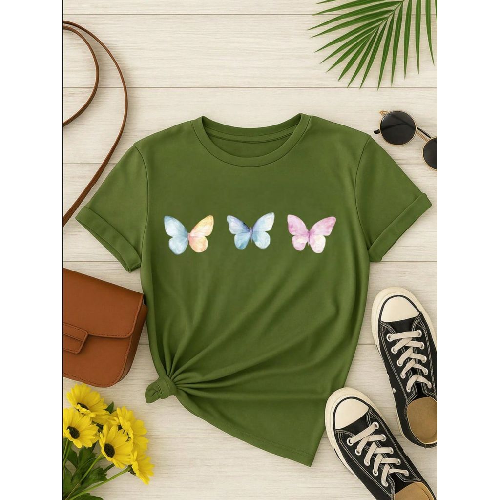 Kit 3 Camisetas Femininas Algodão Premium – Baby Look Estampada – P ao GG