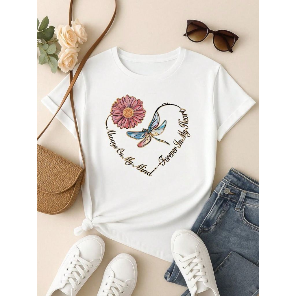 Kit 3 Camisetas Femininas Algodão Premium – Baby Look Estampada – P ao GG