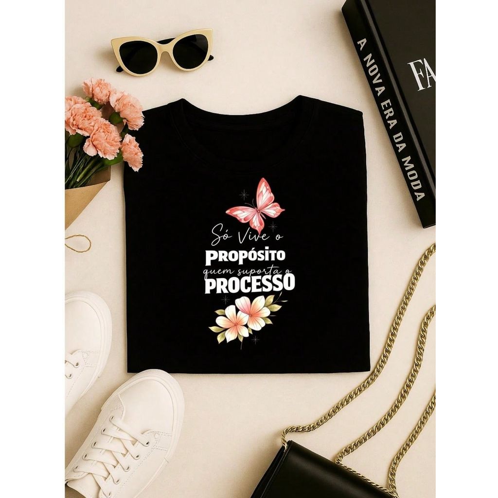 . Blusa Feminina 100% Algodão Estampa Borboleta Frase Motivacional – Confortável e Moderna