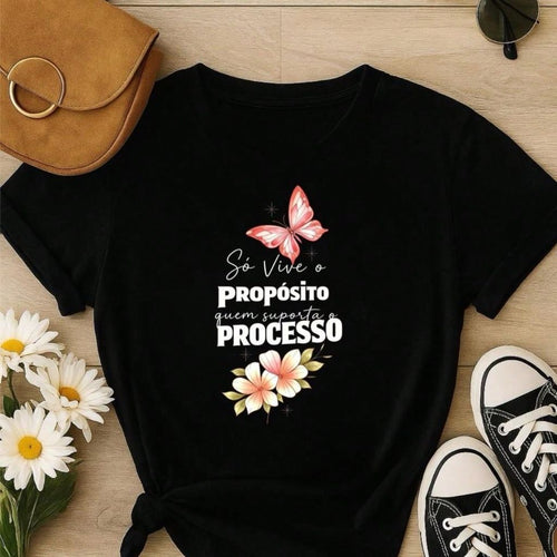 . Blusa Feminina 100% Algodão Estampa Borboleta Frase Motivacional – Confortável e Moderna