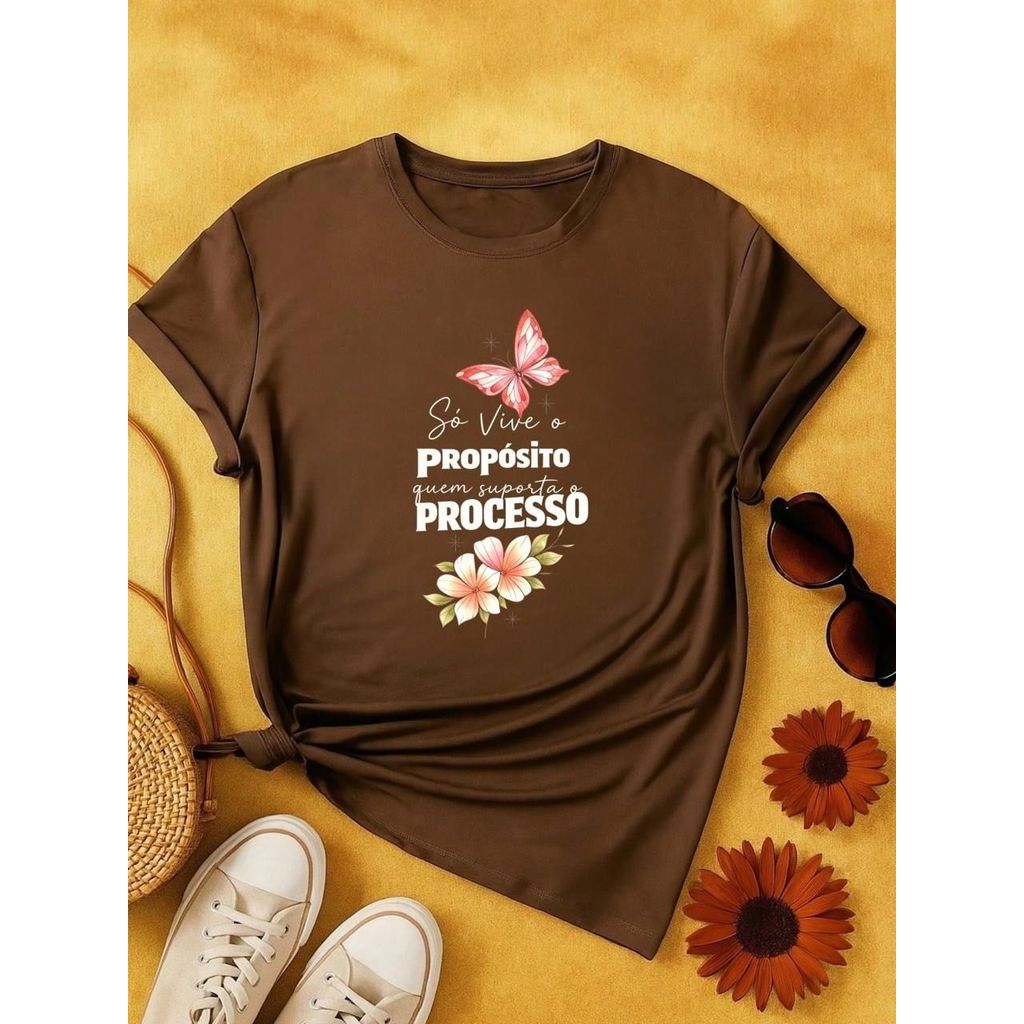 . Blusa Feminina 100% Algodão Estampa Borboleta Frase Motivacional – Confortável e Moderna