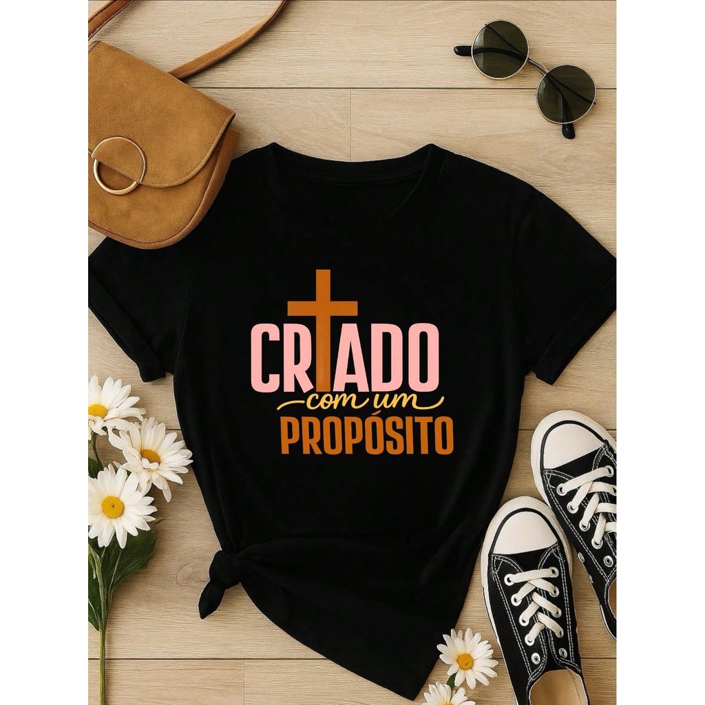 Kit 3 Camisetas Femininas 100% Algodão Estampa Coração Casual Presente Feminino