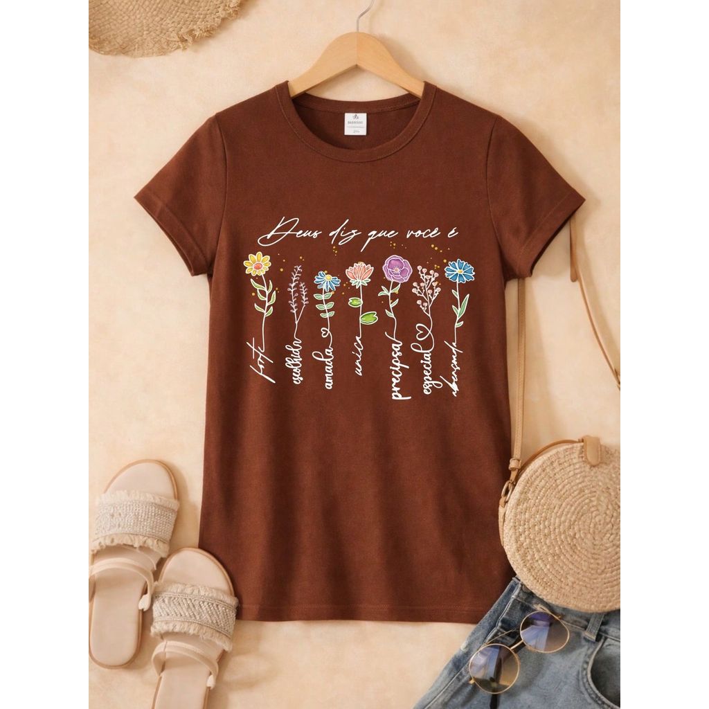 Blusa Feminina Estampada Deus Diz Que Você É 100% Algodão Casual | P ao GG