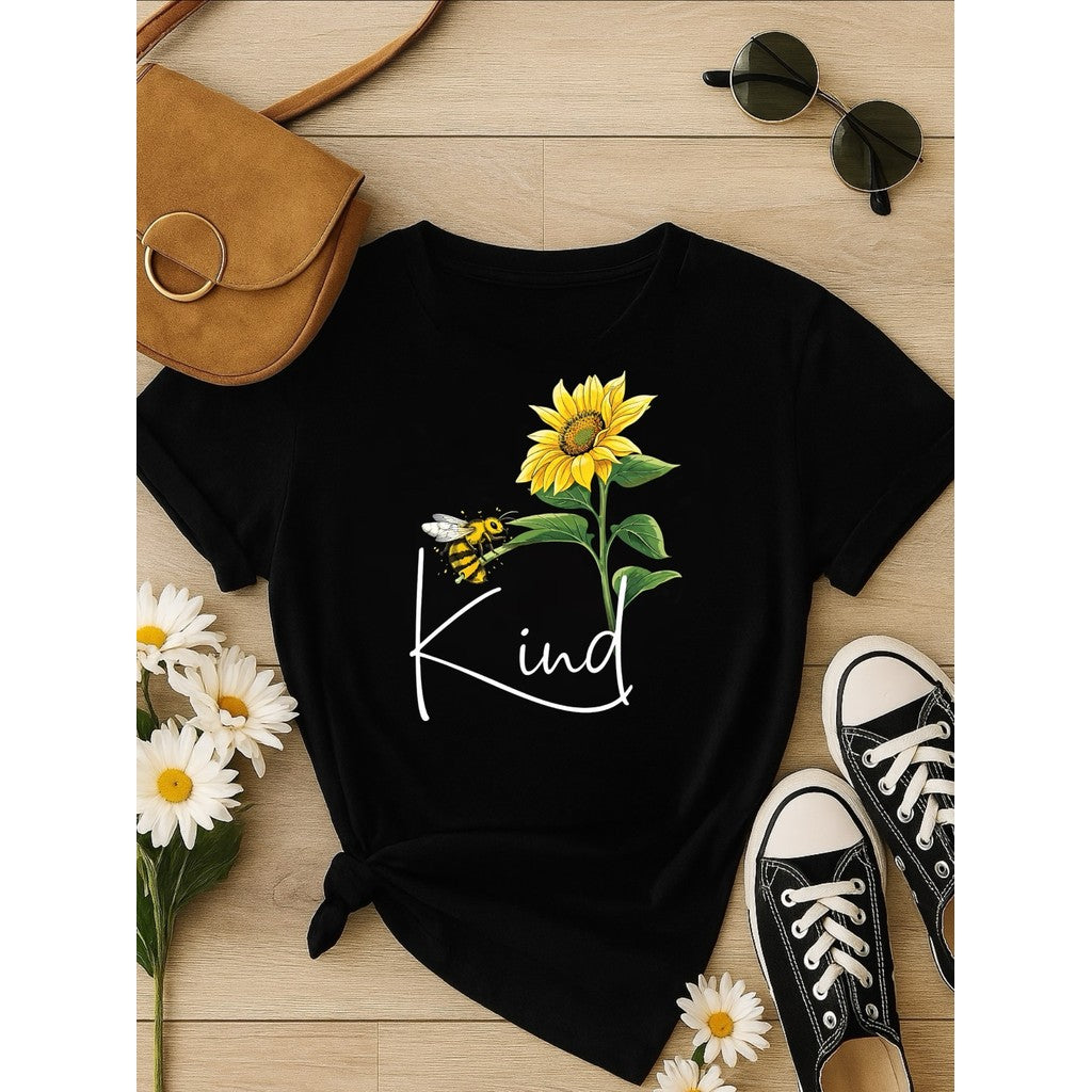 Kit 3 Blusas Femininas 100% Algodão Estampa Coração e Borboleta Floral Baby Look P ao GG