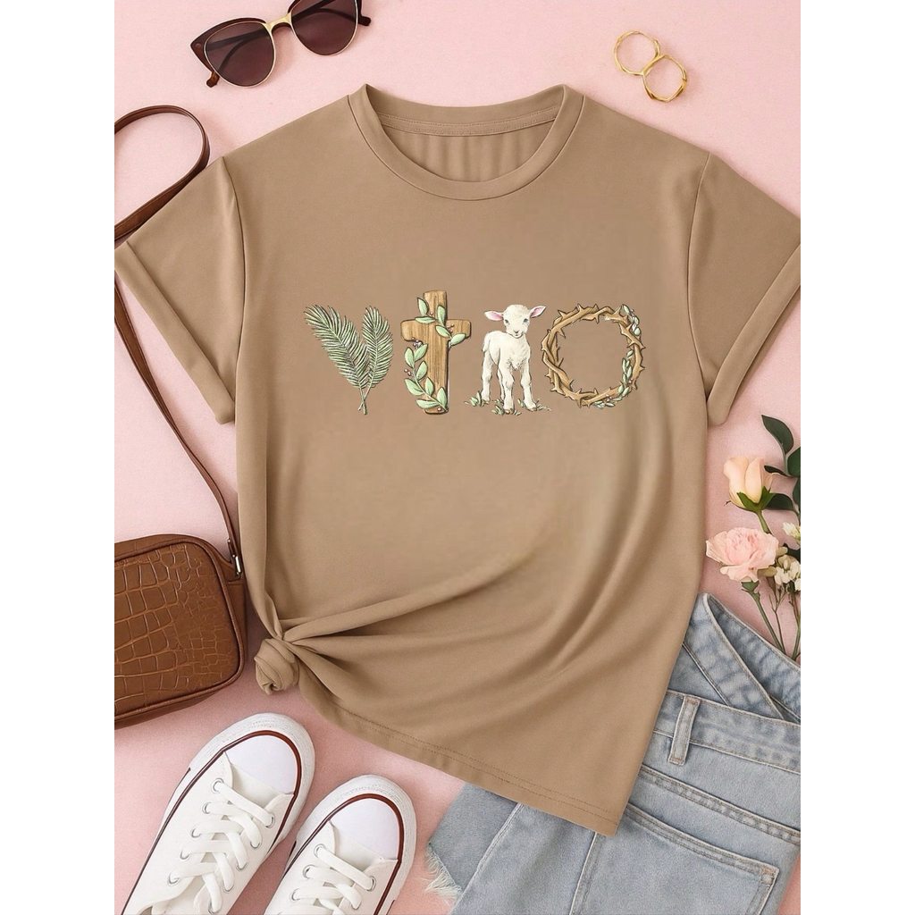 Blusa Feminina 100% Algodão Estampa Vitória Cristã | Camiseta Religiosa Confortável