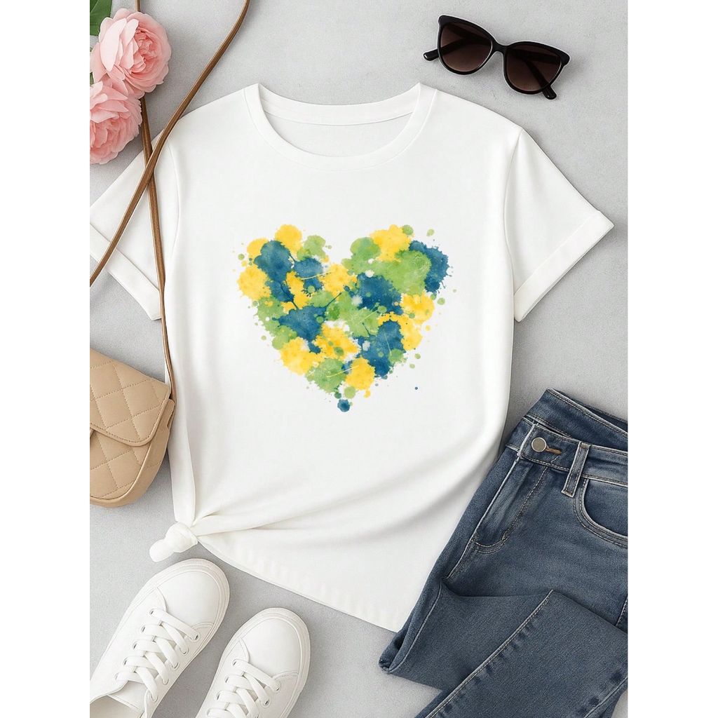 Kit 3 Blusas Femininas Estampadas Brasil 100% Algodão – Copa do Mundo Casual