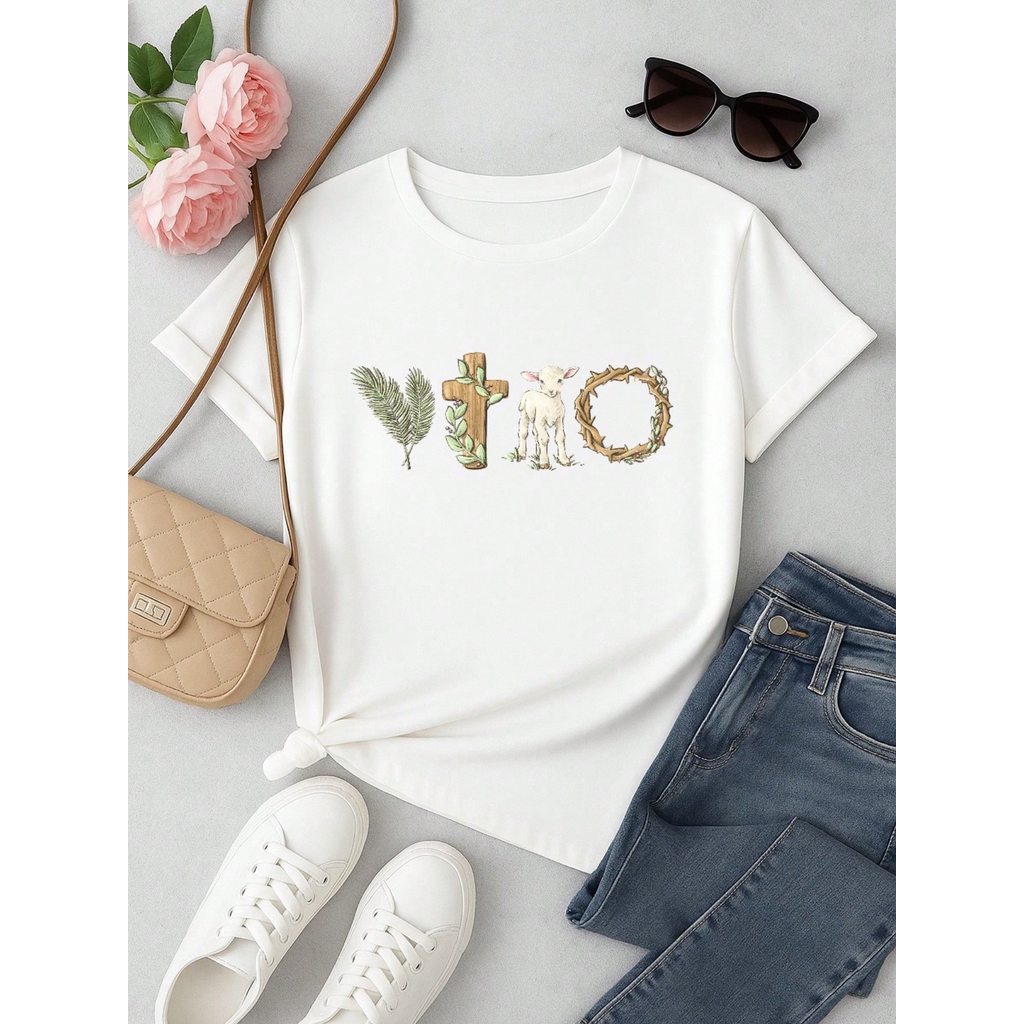 Blusa Feminina 100% Algodão Estampa Vitória Cristã | Camiseta Religiosa Confortável