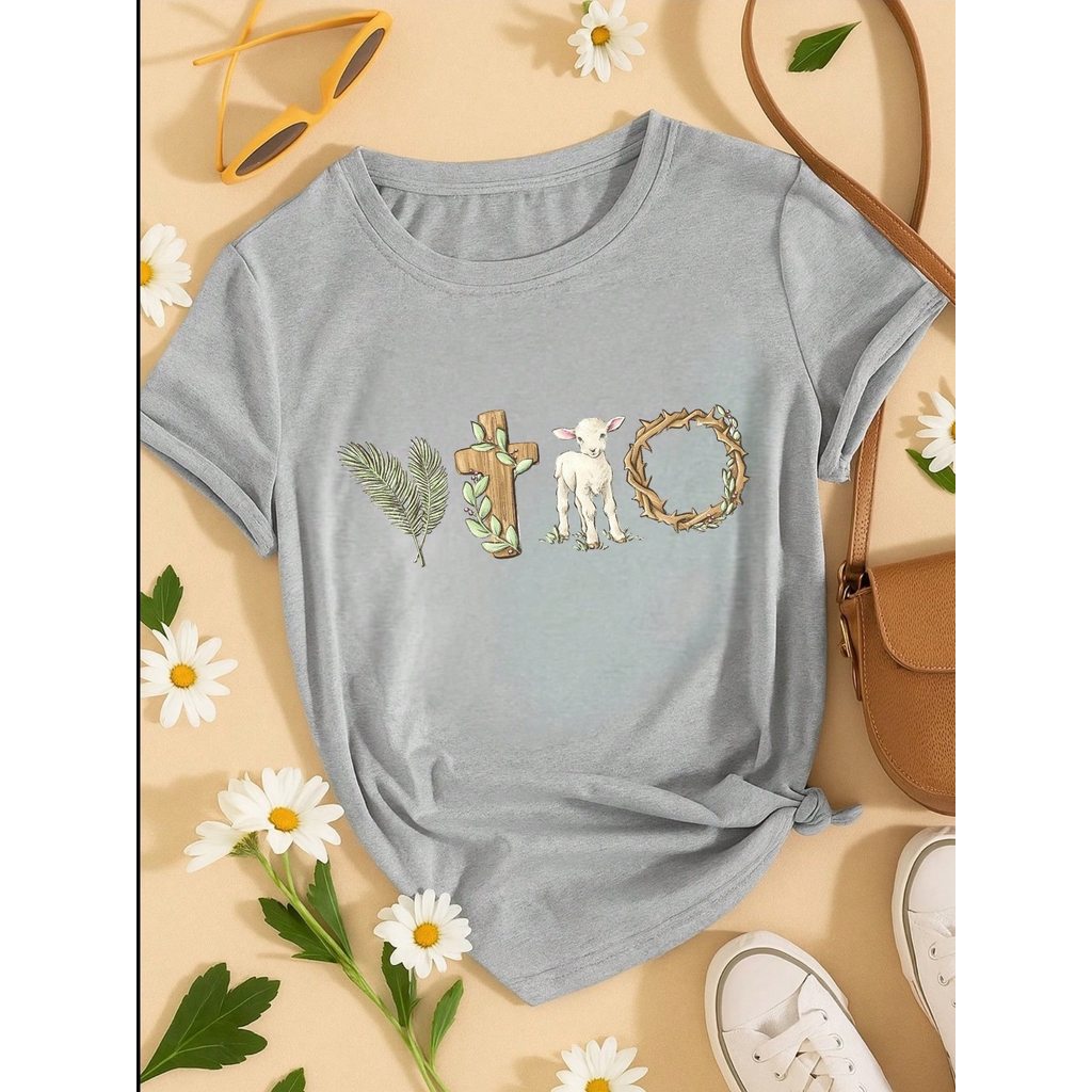 Blusa Feminina 100% Algodão Estampa Vitória Cristã | Camiseta Religiosa Confortável