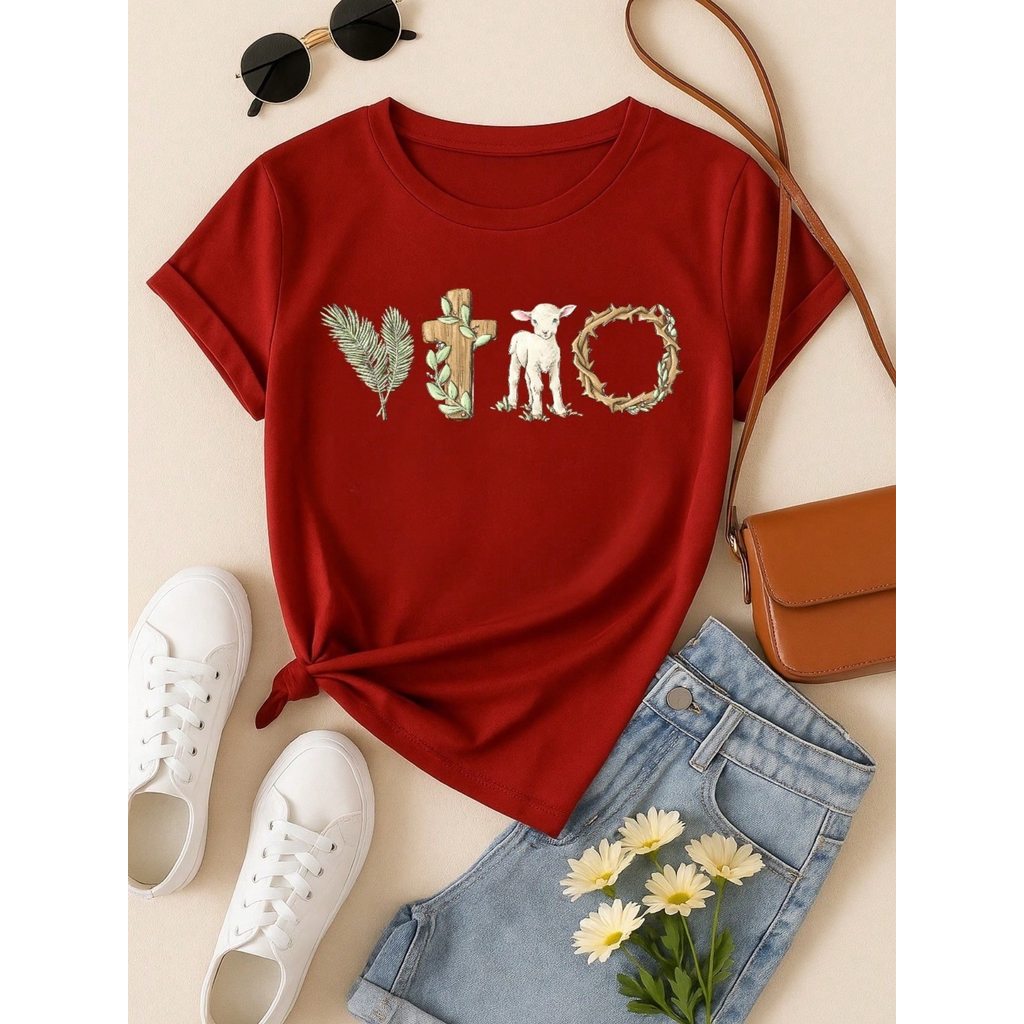 Blusa Feminina 100% Algodão Estampa Vitória Cristã | Camiseta Religiosa Confortável