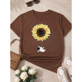 Camiseta Feminina Blusa T-shirt 100% Algodão Estampa Girassol Astronauta Casual P-GG