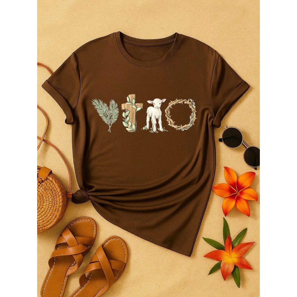 Blusa Feminina 100% Algodão Estampa Vitória Cristã | Camiseta Religiosa Confortável