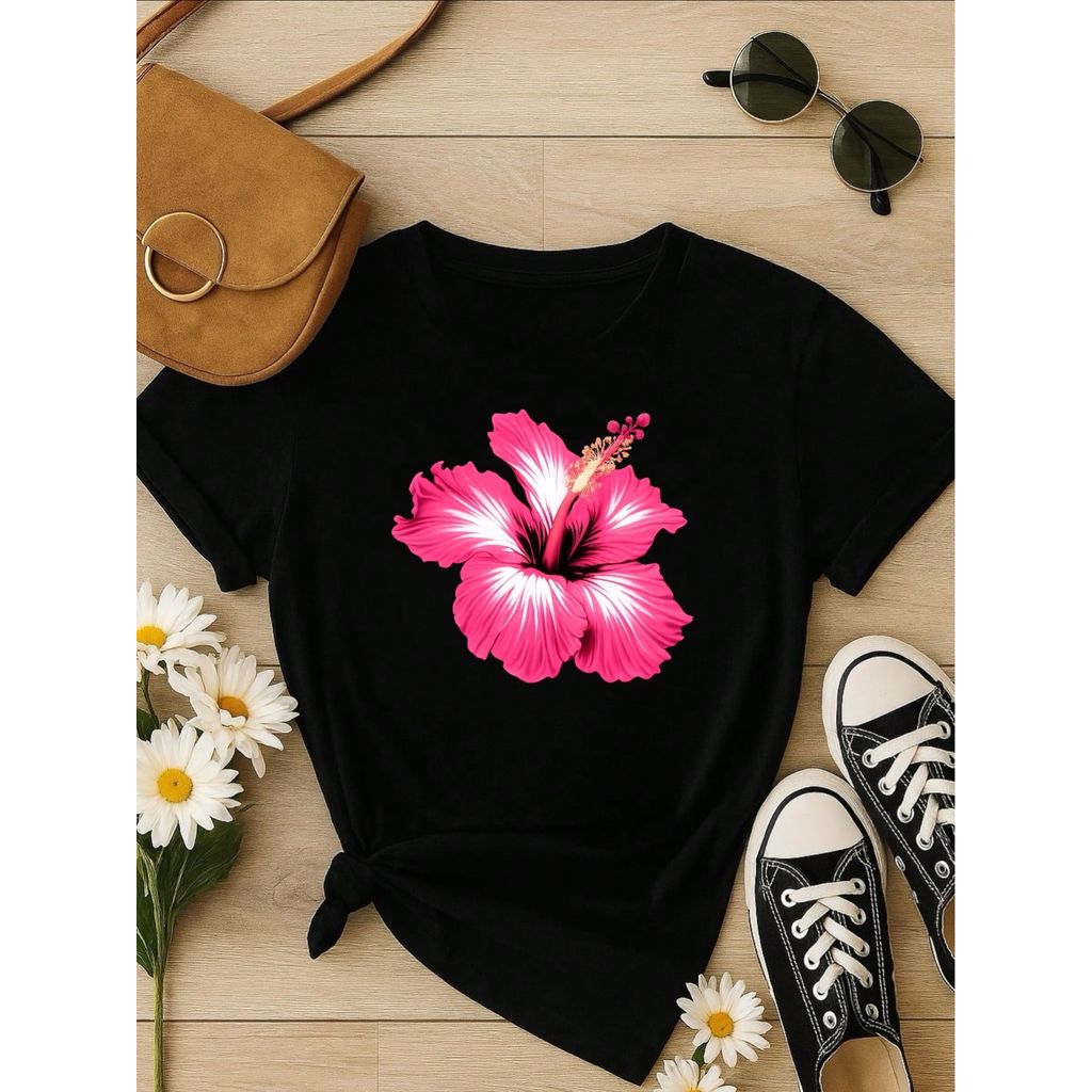 Kit 3 Blusas Femininas Estampadas Floral Casual – Manga Curta e Confortável