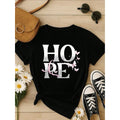 Camiseta Feminina 100% Algodão TShirt Babylook BLUSA Estampa HOPE com Borboletas Casual P-GG